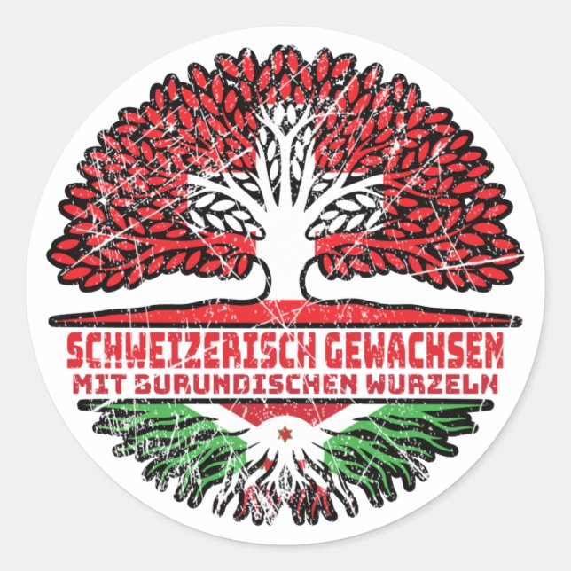 Burundi Burundisch Schweizer Schweiz Baum Wurzel Classic Round Sticker (Front)