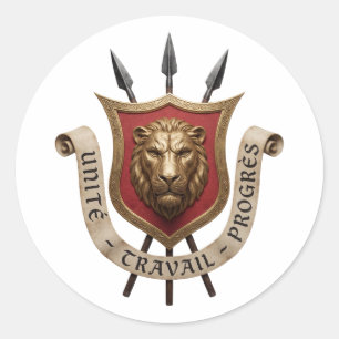 Burundi coat arms country flag symbol emblem lion classic round sticker
