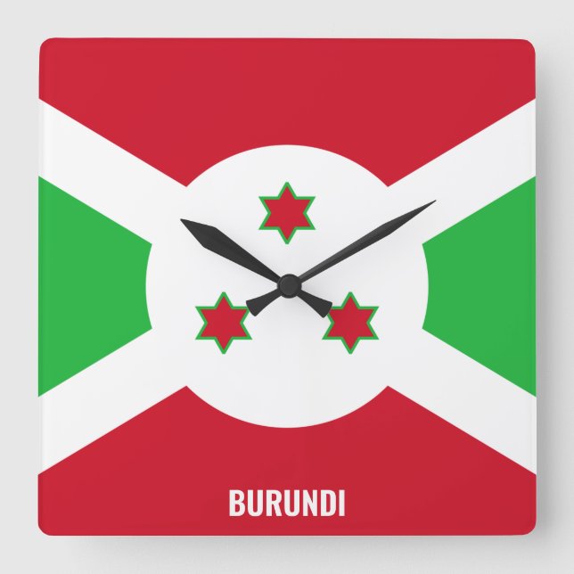 Burundi Flag Dazzling Patriotic Square Wall Clock (Front)