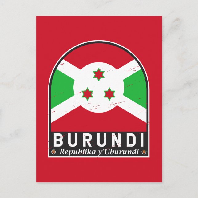 Burundi Flag Emblem Distressed Vintage Postcard (Front)