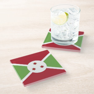 Burundi flag glass coaster
