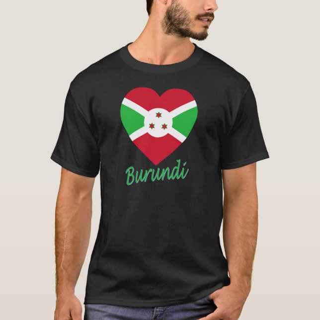 Burundi Flag Heart T-Shirt (Front)
