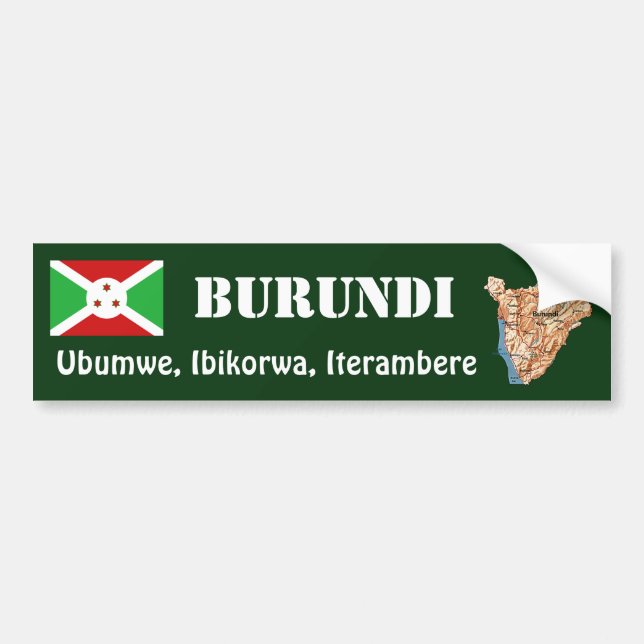Burundi Flag + Map Bumper Sticker (Front)