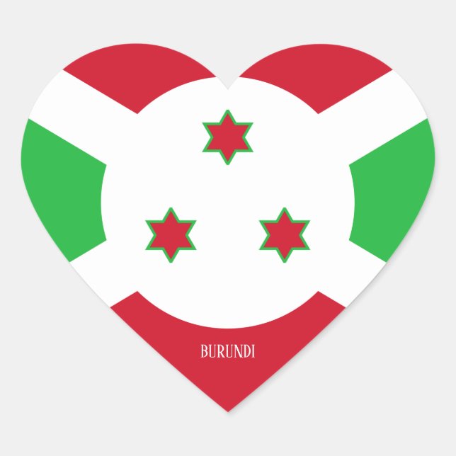 Burundi Flag Splendid Patriotic Heart Sticker (Front)
