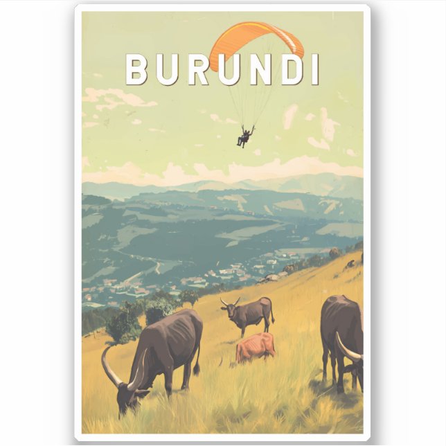 Burundi Illustration Travel Art Vintage (Front)