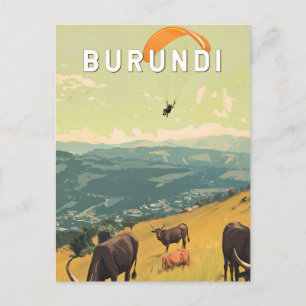 Burundi Illustration Travel Art Vintage Postcard