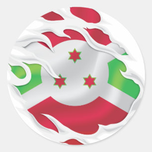 Burundi Ripped Flag Classic Round Sticker