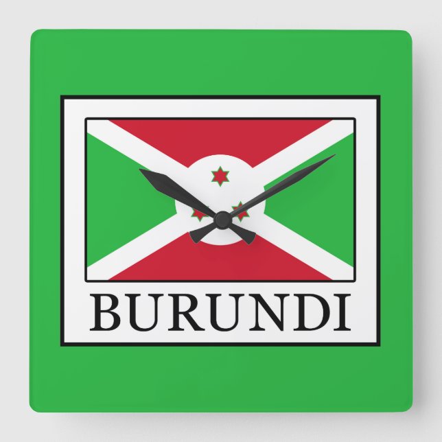 Burundi Square Wall Clock (Front)
