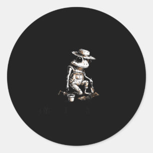 Bury things maybe plants maybe peole frog gardener classic round sticker