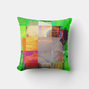 Bus 1521 Abstract Glitch Art Cyberpunk Grid Cushion