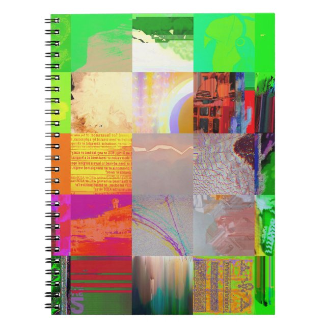 Bus 1521 Abstract Glitch Art Cyberpunk Grid  Notebook (Front)