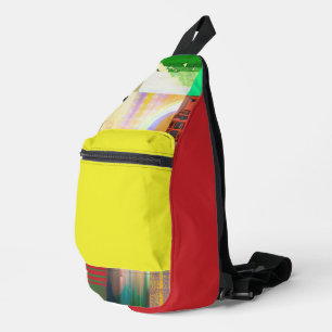 Bus 1521 Abstract Glitch Art Cyberpunk Grid Sling Bag