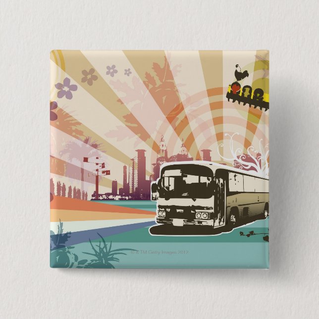 Bus 15 Cm Square Badge (Front)