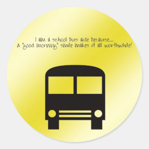 Bus Aide A Good Morning Smile Black Bus Classic Round Sticker
