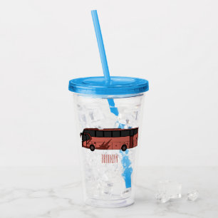 Bus cartoon illustration acrylic tumbler