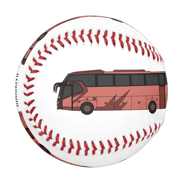 Bus cartoon illustration baseball (Front Left)