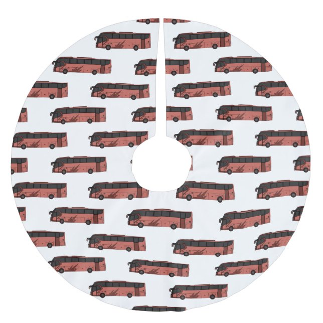 Bus cartoon illustration brushed polyester tree skirt (Front)
