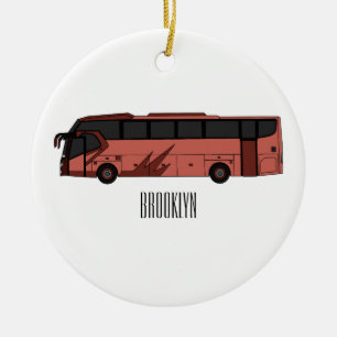 Bus cartoon illustration ceramic ornament