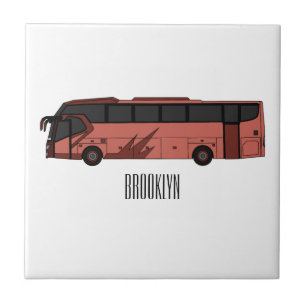 Bus cartoon illustration ceramic tile