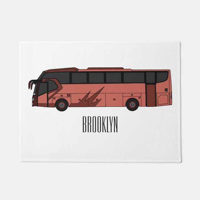 Bus cartoon illustration doormat (Front)