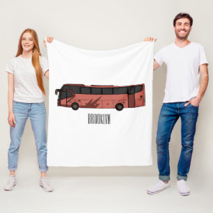 Bus cartoon illustration fleece blanket