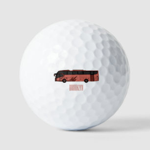 Bus cartoon illustration golf balls