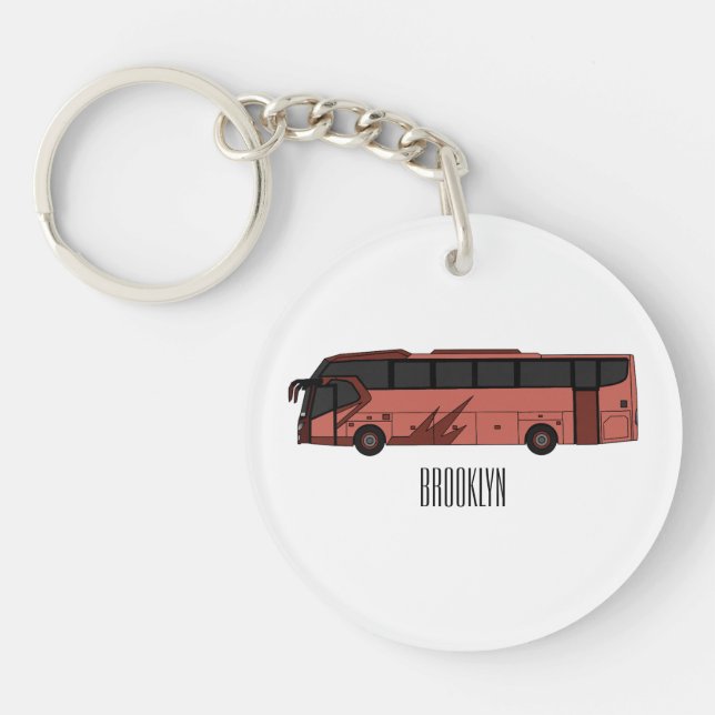 Bus cartoon illustration key ring (Front)