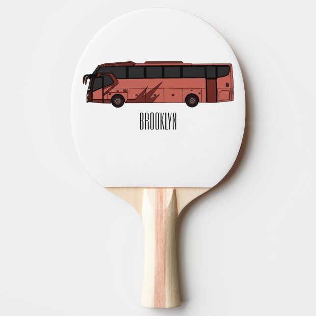 Bus cartoon illustration ping pong paddle (Front)