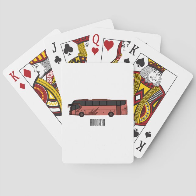Bus cartoon illustration playing cards (Back)