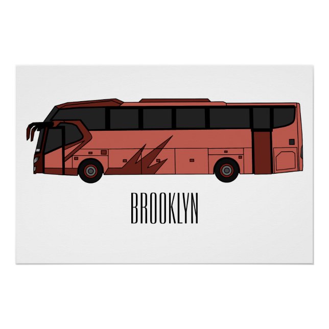 Bus cartoon illustration poster (Front)