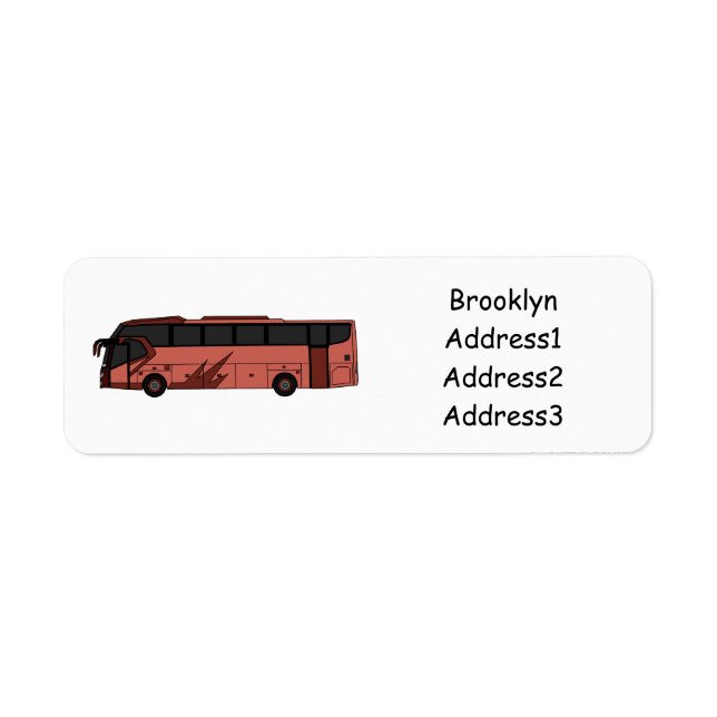 Bus cartoon illustration return address label (Front)