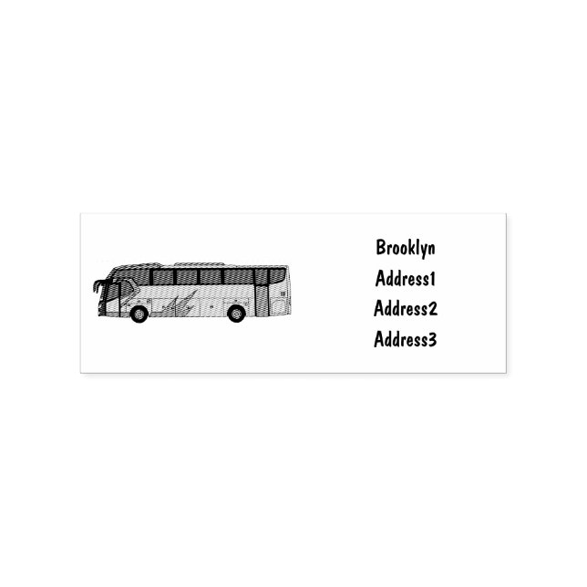 Bus cartoon illustration rubber stamp (Imprint)
