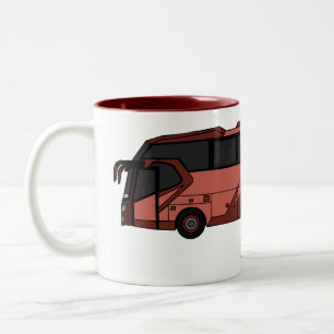 Bus cartoon illustration Two-Tone coffee mug