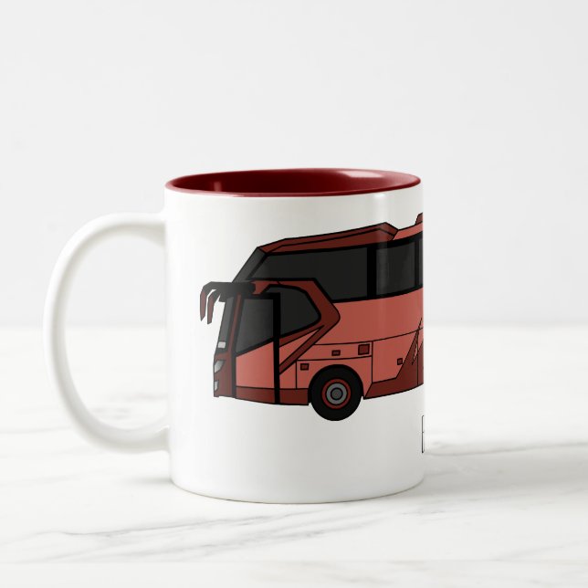 Bus cartoon illustration Two-Tone coffee mug (Left)