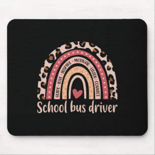 Bus Driver 100th Day Of School Bus Driver Rainbow  Mouse Pad