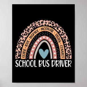 Bus Driver 100th Day Of School Bus Driver Rainbow  Poster