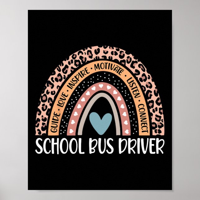 Bus Driver 100th Day Of School Bus Driver Rainbow  Poster (Front)