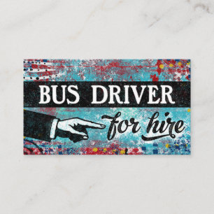 Bus Driver For Hire Business Cards - Blue Red