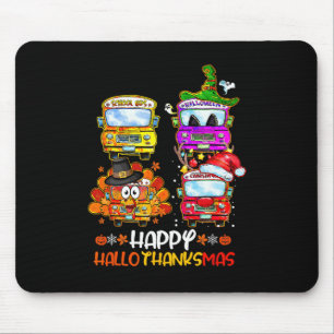 Bus Driver Happy Hallothanksmas Thanksgiving Chris Mouse Pad