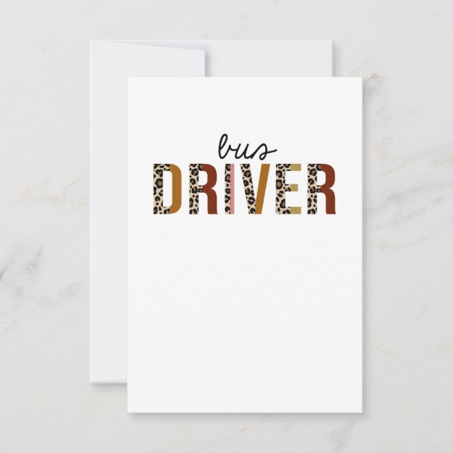 Bus Driver Leopard Print Funny Thank You Card (Front)