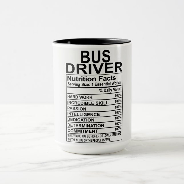 Bus Driver Nutrition Facts Mug (Center)
