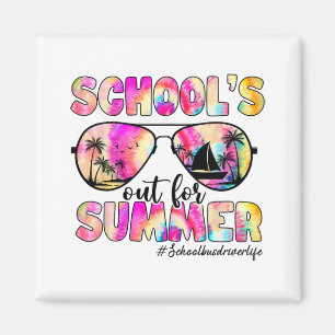 Bus Driver Out For Summer Tie Dye Sungles Magnet