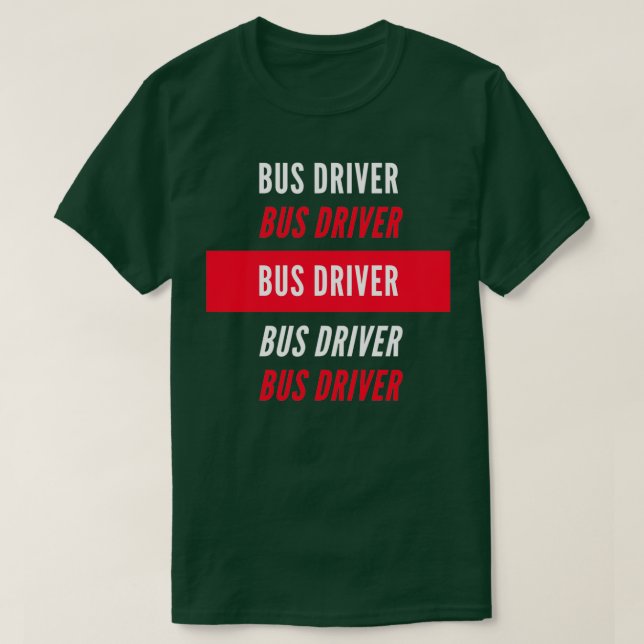 Bus Driver Red and White Design T-Shirt (Design Front)