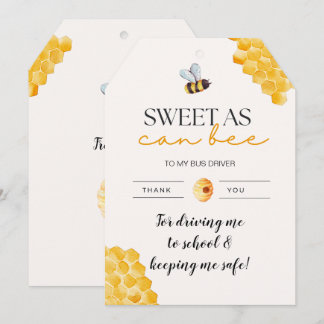 Bus Driver Sweet As Can Bee Thank You Card