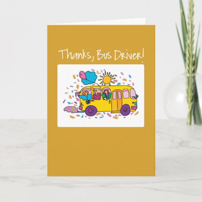 Bus Driver Thank You End of School Balloons Card (Front)