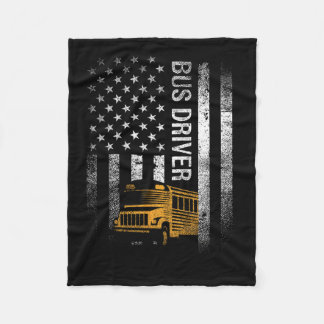 Bus Driver Usa American Flag Funny Bus Driver Gift Fleece Blanket
