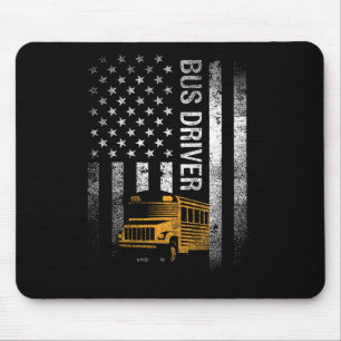 Bus Driver Usa American Flag Funny Bus Driver Gift Mouse Pad