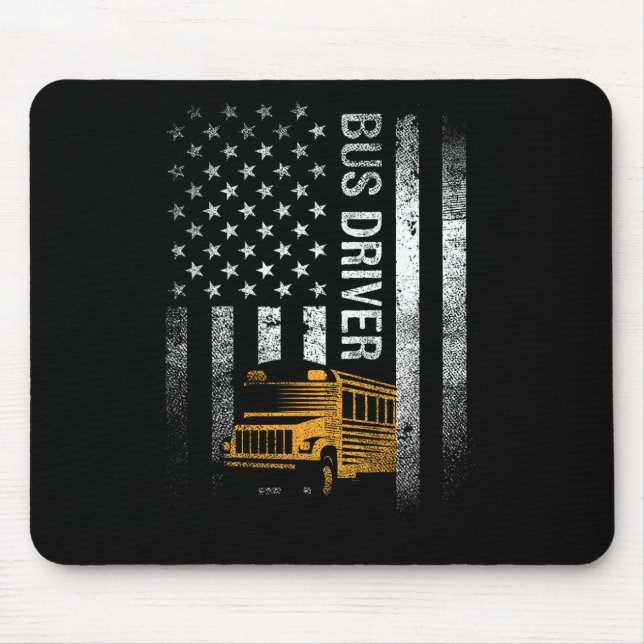 Bus Driver Usa American Flag Funny Bus Driver Gift Mouse Pad (Front)