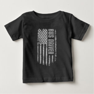 Bus Driver USA Flag Distressed design Baby T-Shirt