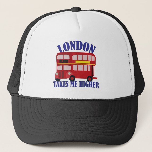 Bus In London Take Me Higher cartoon Trucker Hat (Front)